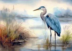 Premium Plus Blue Heron in the Wild Birds