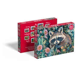 Raccoon in Flowers Animals