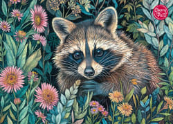 Raccoon in Flowers Animals