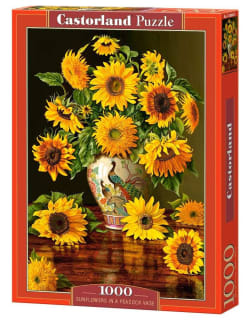 Sunflowers in a Peacock Vase Fine Art