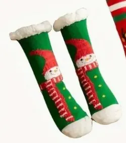 3 Pairs Plush Christmas Socks - Snowman and Reindeer