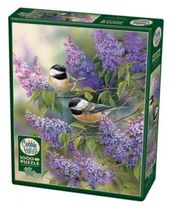 Chickadees and Lilacs Birds