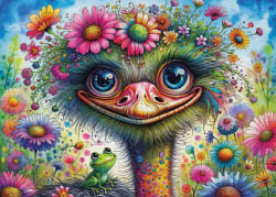 Ostrich And Friend Birds