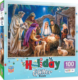 Holiday - Christ is Born 100 Piece Glitter Puzzle Christmas