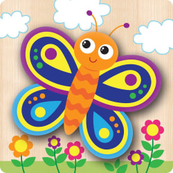 4 Chunky Wood Puzzles - Garden Friends Butterflies and Insects
