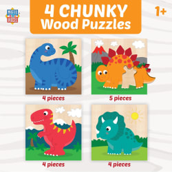 4 Chunky Wood Puzzles - Dinosaurs Dinosaurs