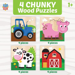 4 Chunky Wood Puzzles - Farm Farm