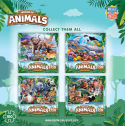 World of Animals - 4 Pack 100 Piece Puzzles Animals