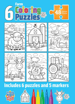 Color Your Own Puzzles - 6 Pack 48 Piece Puzzles Farm Animal