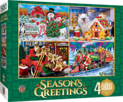 4 Pack - Season's Greetings 500 Piece Puzzles Christmas