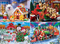 4 Pack - Season's Greetings 500 Piece Puzzles Christmas