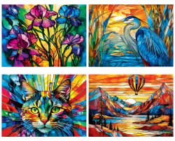 4 Pack - Stained Glass 500 Piece Puzzles Animals
