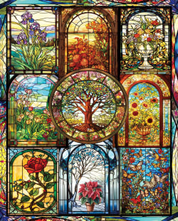 Four Seasons Stained Glass Collage