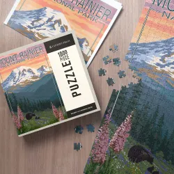 Mount Rainier National Park, Washington, Bear & Spring Flowers Mountain