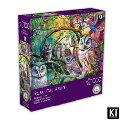 Puzzle Rose Cat Khan - Tropical Owls Birds