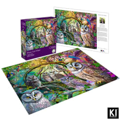 Puzzle Rose Cat Khan - Tropical Owls Birds