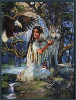 Wolf and Eagle Maiden Native American