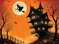 Haunted Halloween House and Witch Halloween