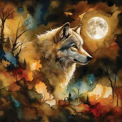 Wolf in Moonlight Wolf