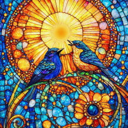 Bluebirds Stained Glass Birds