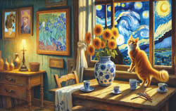 Van Gogh the Cat on a Starry Night Cats