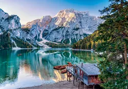 Emerald Lake Braies Landscape