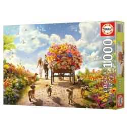 Carrying Flowers Dogs Jigsaw Puzzle