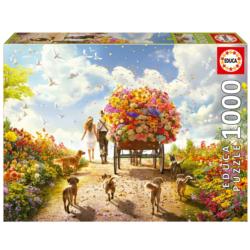 Carrying Flowers Dogs Jigsaw Puzzle