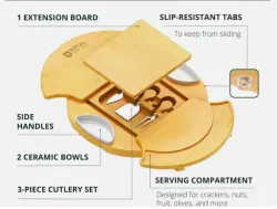 Bamboo Cheese Board - Round Christmas