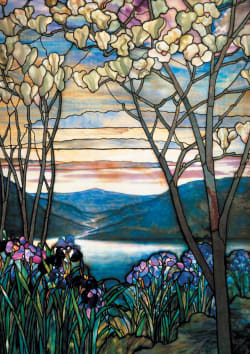 Tiffany Magnolias & Irises Flower & Garden