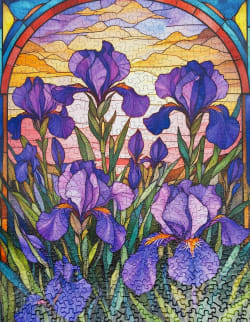 Stained Glass Irise Flower & Garden