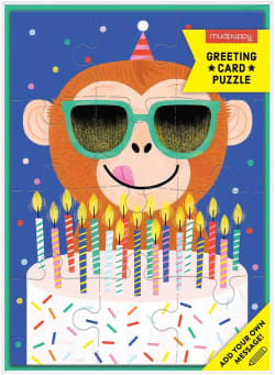 Monkey Cake Greeting Card Puzzle Animals