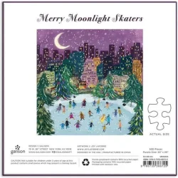 Merry Moonlight Skaters Foil Puzzle Winter