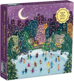 Merry Moonlight Skaters Foil Puzzle Winter