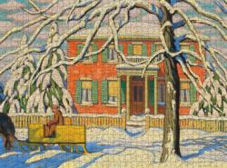 Red House and Yellow Sleigh Winter Jigsaw Puzzle