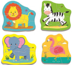 Animals on the Safari 4 in 1 Puzzle Elephant