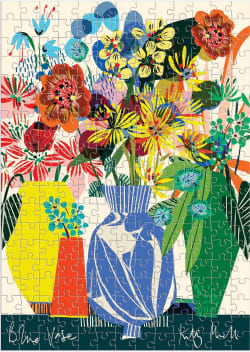 Kitty McCall Blue Vase Wooden Puzzle Flower & Garden