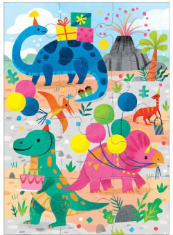 Dino Party Greeting Card Puzzle Dinosaurs