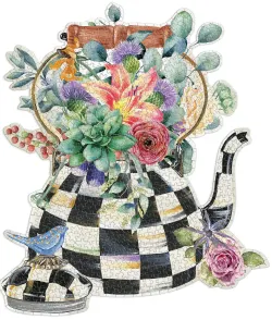 Blooming Kettle Shaped Puzzle Birds