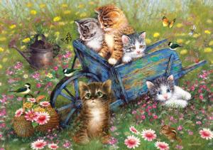 Cats In The Garden Flower & Garden Jigsaw Puzzle By Pierre Belvedere