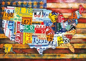 Road Trip U.S.A. United States Large Piece By Buffalo Games