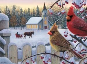 White Crimson Morning Winter Jigsaw Puzzle By Buffalo Games