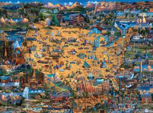 National Parks Map Folk Art Jigsaw Puzzle By Buffalo Games