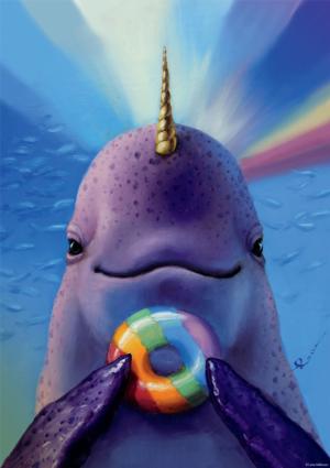 Rainbow Narwhal Rainbow & Gradient Jigsaw Puzzle By Buffalo Games