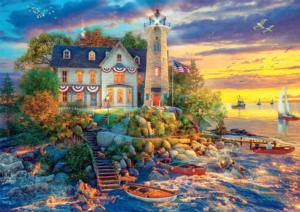 Rock Island Lighthouse Beach & Ocean Jigsaw Puzzle By Buffalo Games