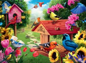 Garden Birdhouse - North American Songbirds Birds Jigsaw Puzzle By Buffalo Games