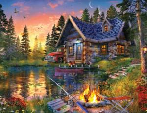 Sun Kissed Cabin Sunrise & Sunset Jigsaw Puzzle By Springbok