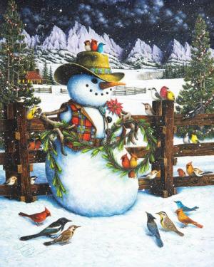 Western Snowman Christmas Jigsaw Puzzle By Springbok
