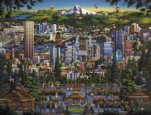 Portland City Of Roses Folk Art Jigsaw Puzzle By Dowdle Folk Art