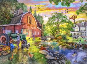 Oak Tree Farm Sunrise & Sunset Jigsaw Puzzle By Buffalo Games
